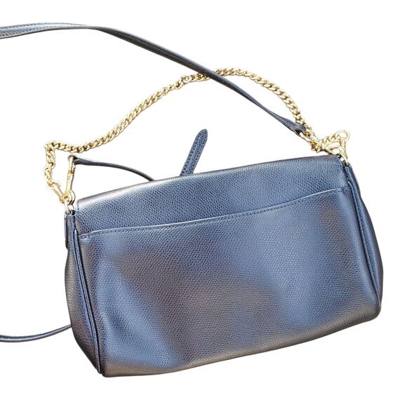 Coach Chain Crossbody Navy Pebbled Leather Gold Hardware - Picture 9 of 9